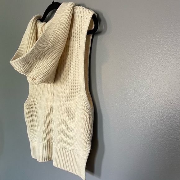 Pilcro V-Neck Hooded Sweater Vest Knit Cream sz XXS - Picture 5 of 15